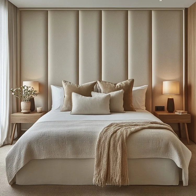 Upholstered Wall Panel Design for Master Bedroom