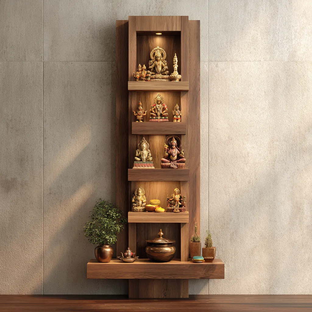 Vertical Tall Wall Mounted Temple Design