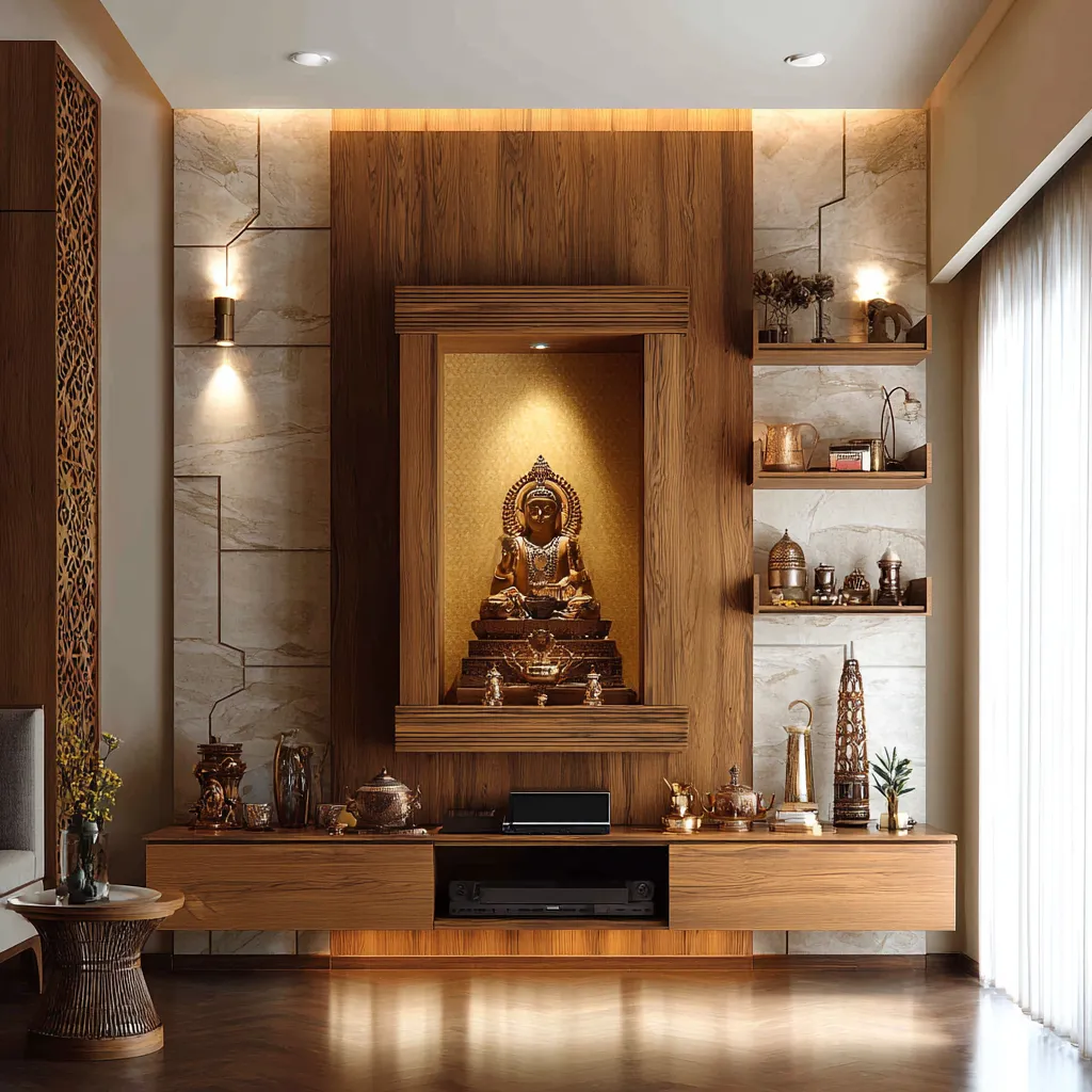 Wall Mounted Temple Design in a Wooden Frame