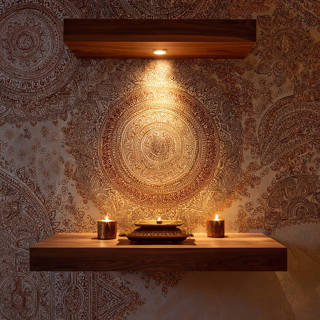 Wall Temple Design with Wallpaper Background