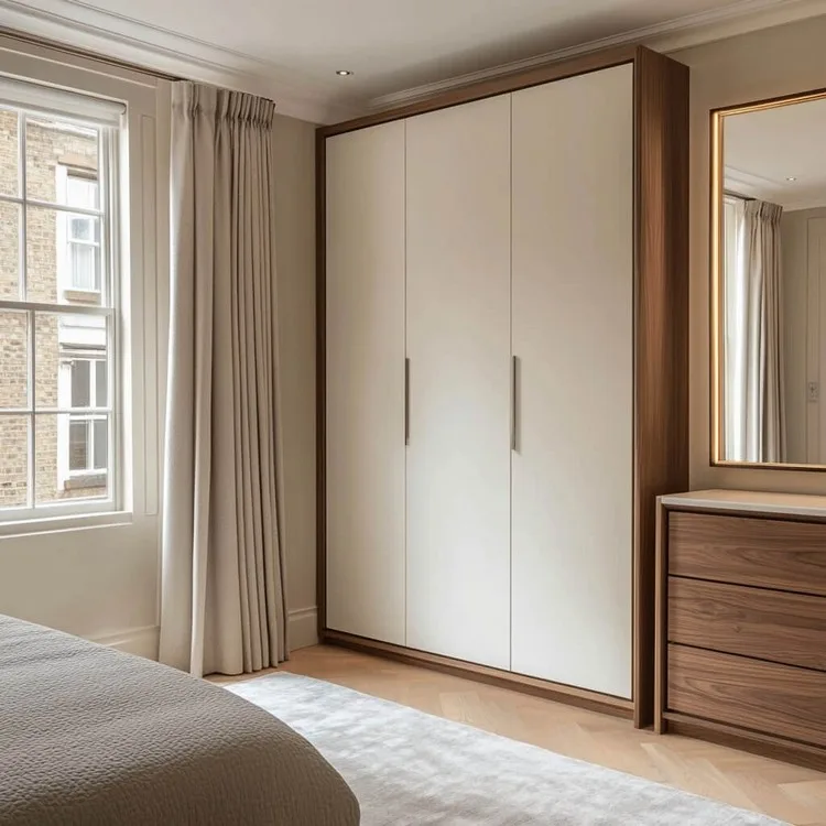 White and Walnut wardrobe colour combination