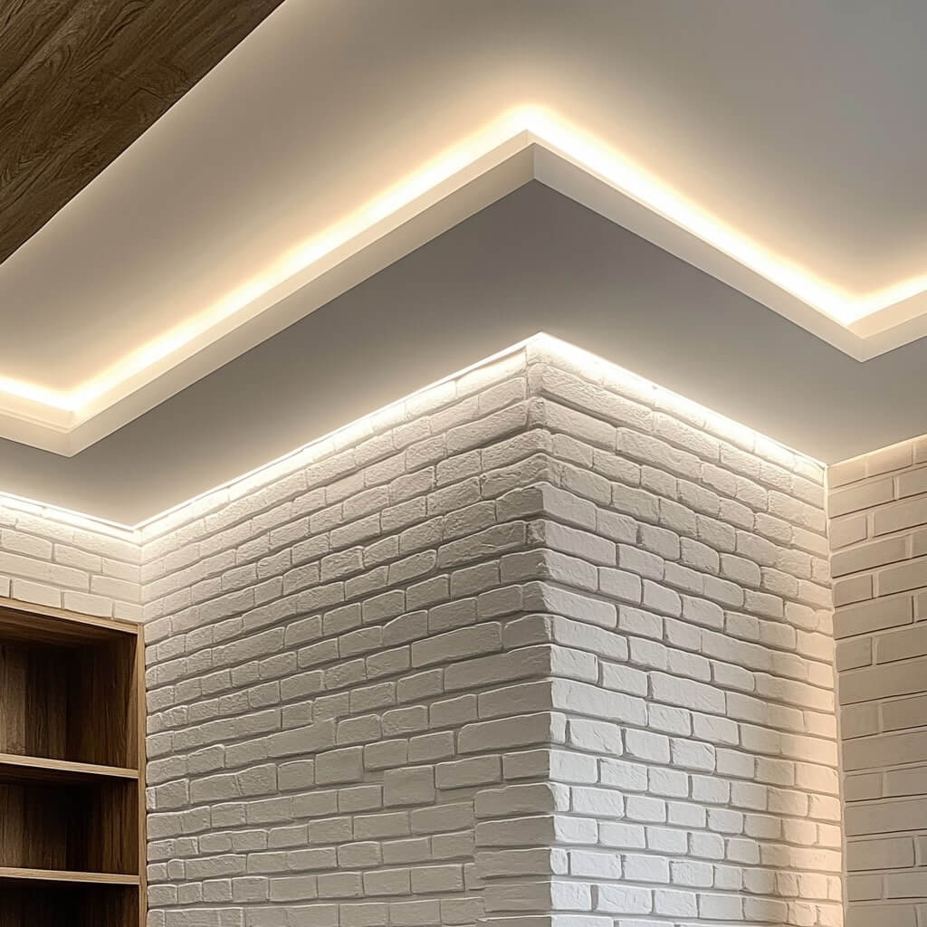 White Brick Wall POP Corner Design ideas