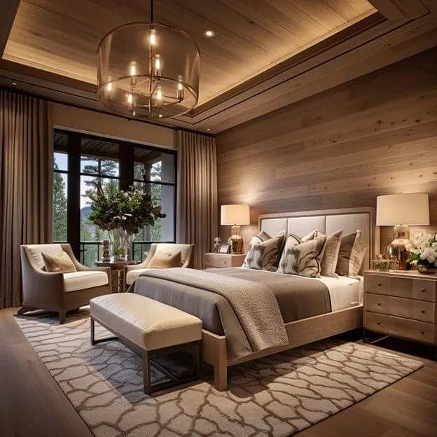 Wooden Accent Ceiling Design Ideas for Bedroom