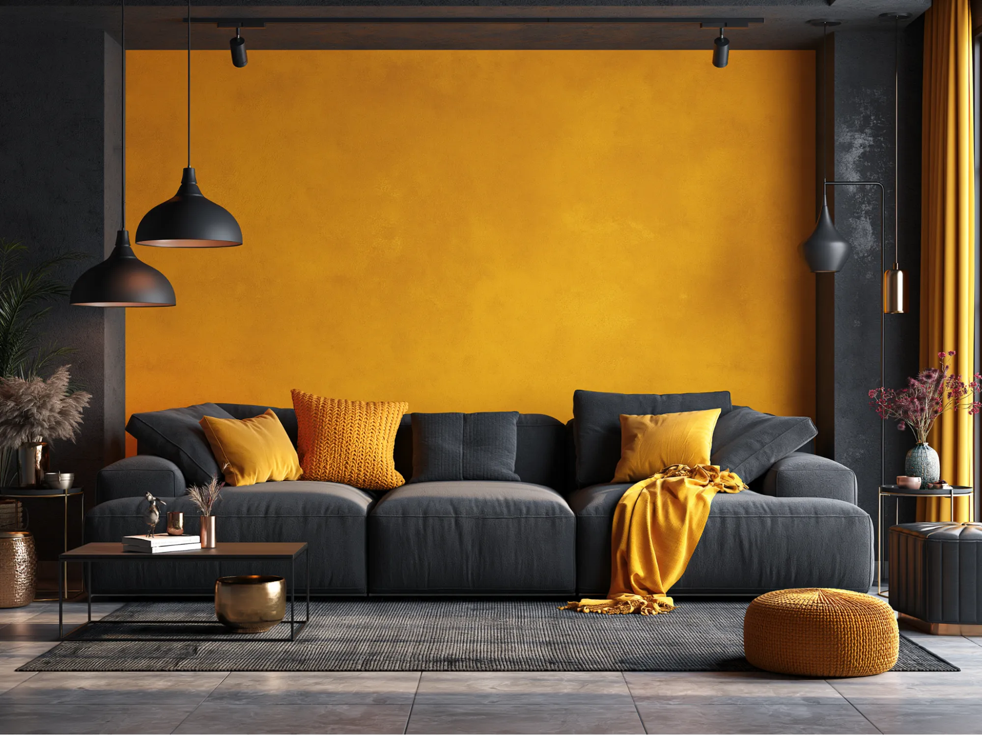 Yellow and Charcoal Colour Combination