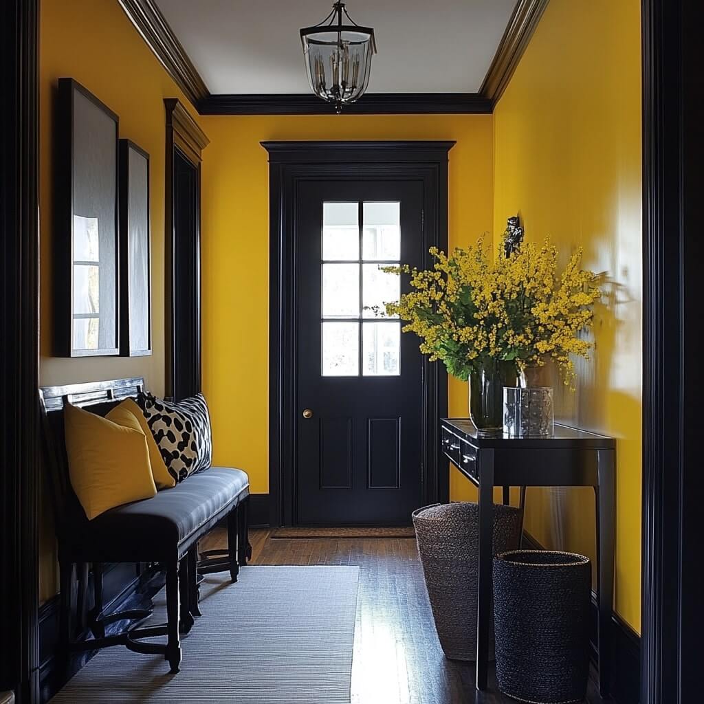 Yellow and Charcoal or Black colour combination for wall