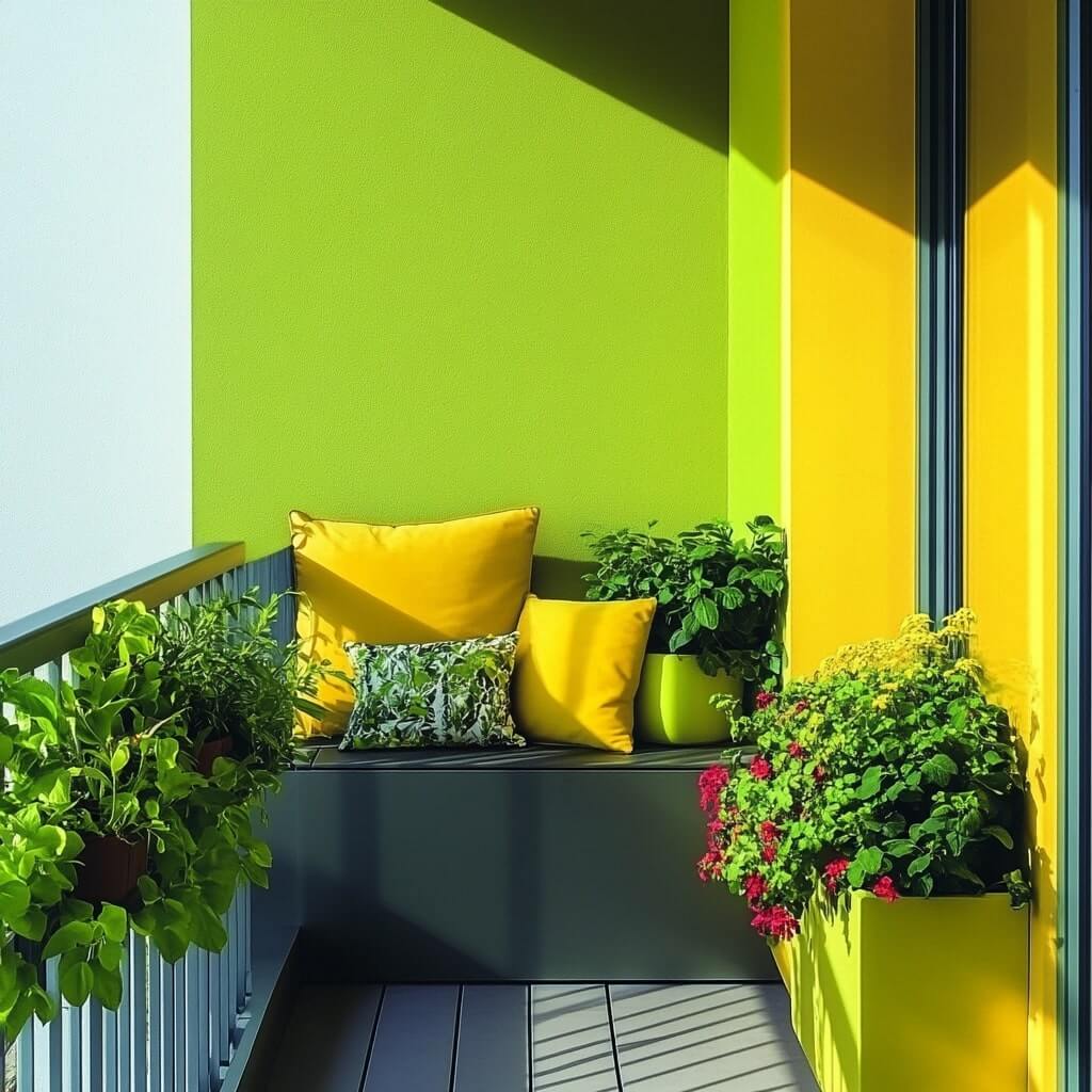 Yellow and Lemon Green colour combination for wall