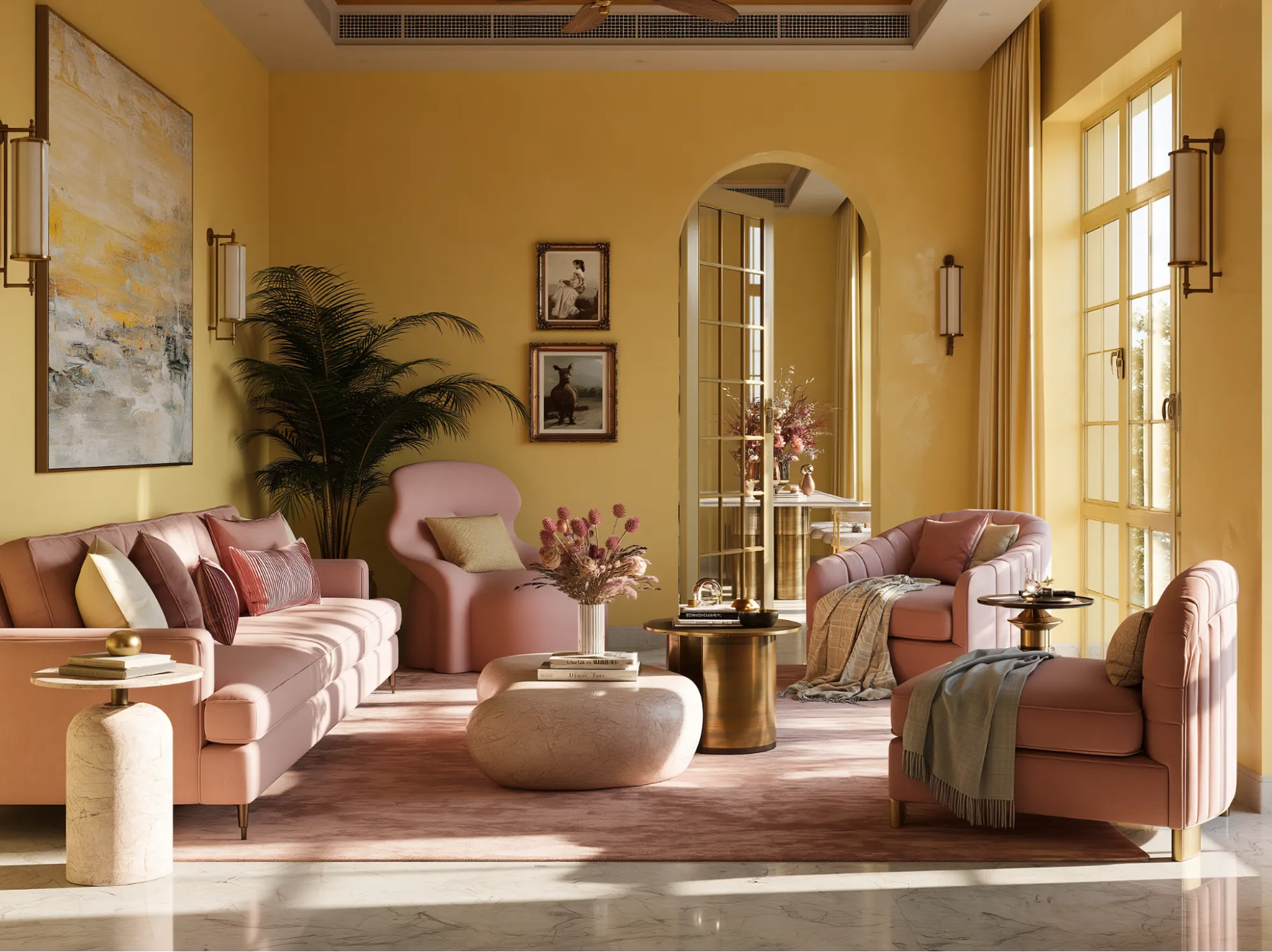Yellow and Pink Colour Combination