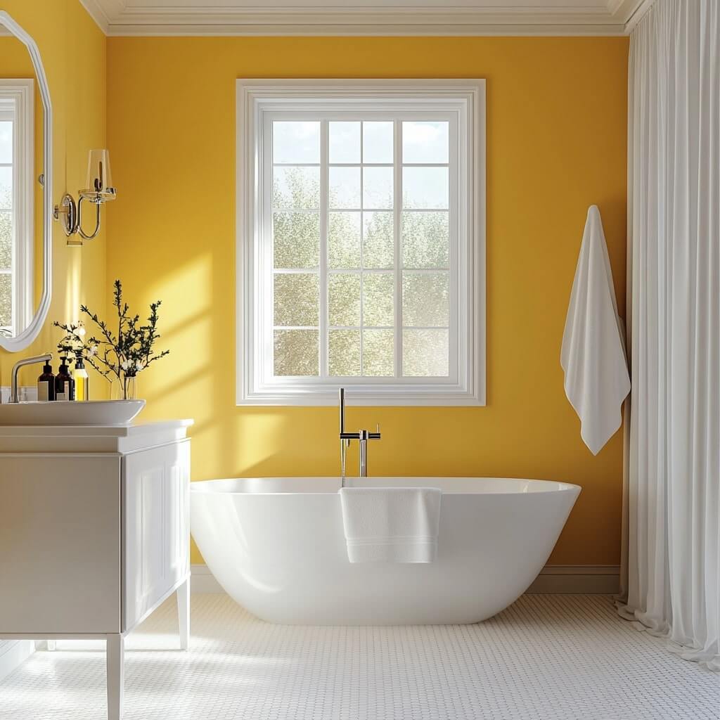 Yellow and White colour combination for wall