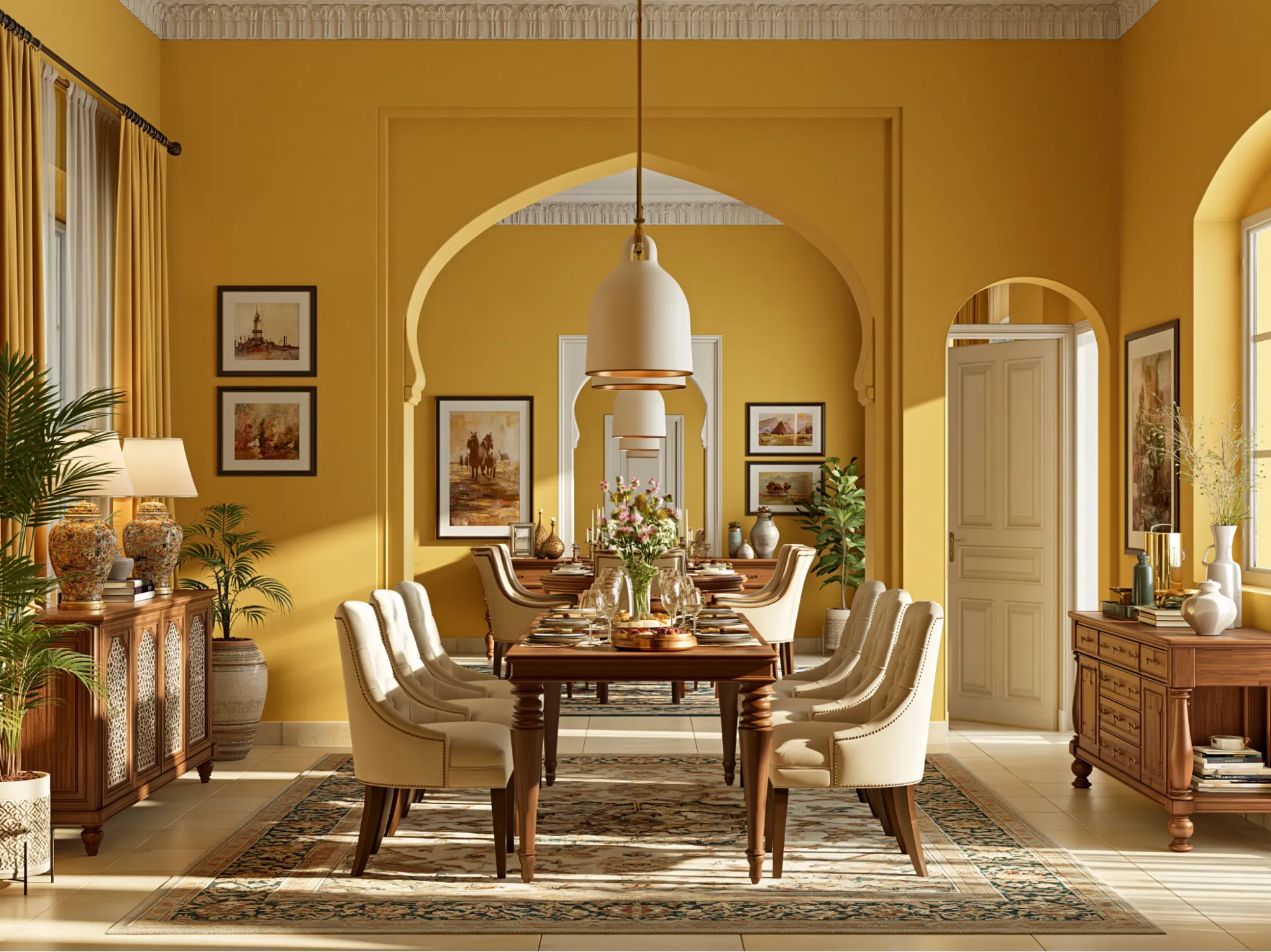 Yellow Colour Combination for Dining Area