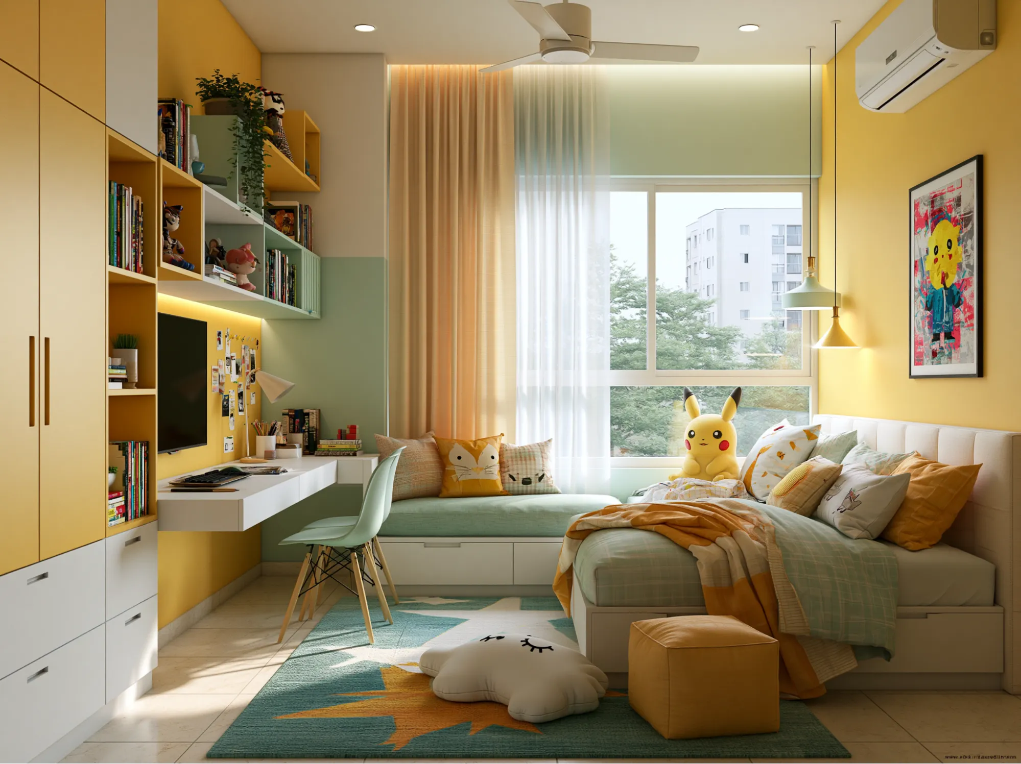 Yellow Colour Combination for Kids Room
