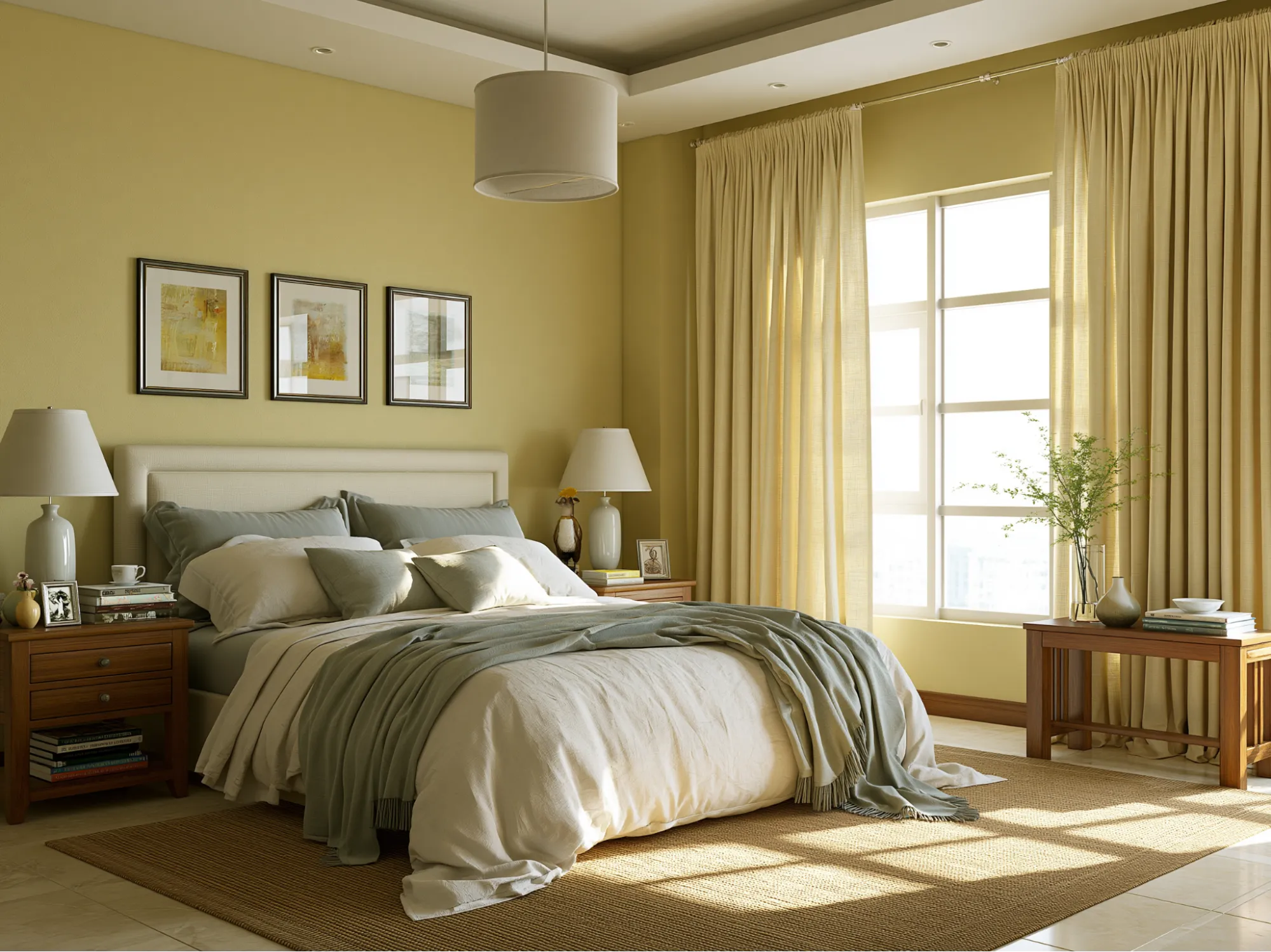 Yellow Two Colour Combination for Bedroom Walls