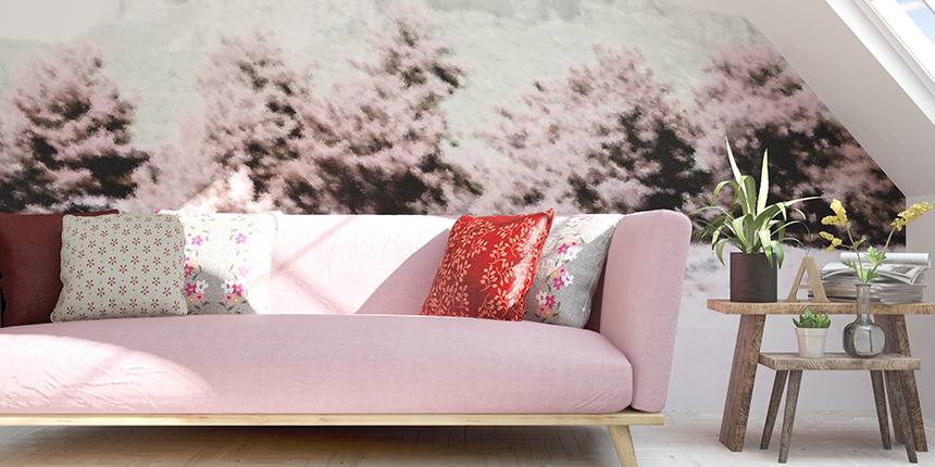 Valentines Day Decoration with pink sofa