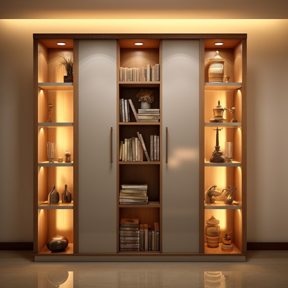 Almirah Design with Built-in Lighting for Smart Bedroom