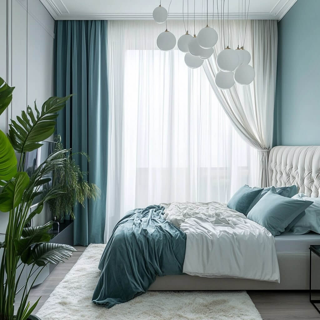Aqua Romantic Bedroom Paint Colours