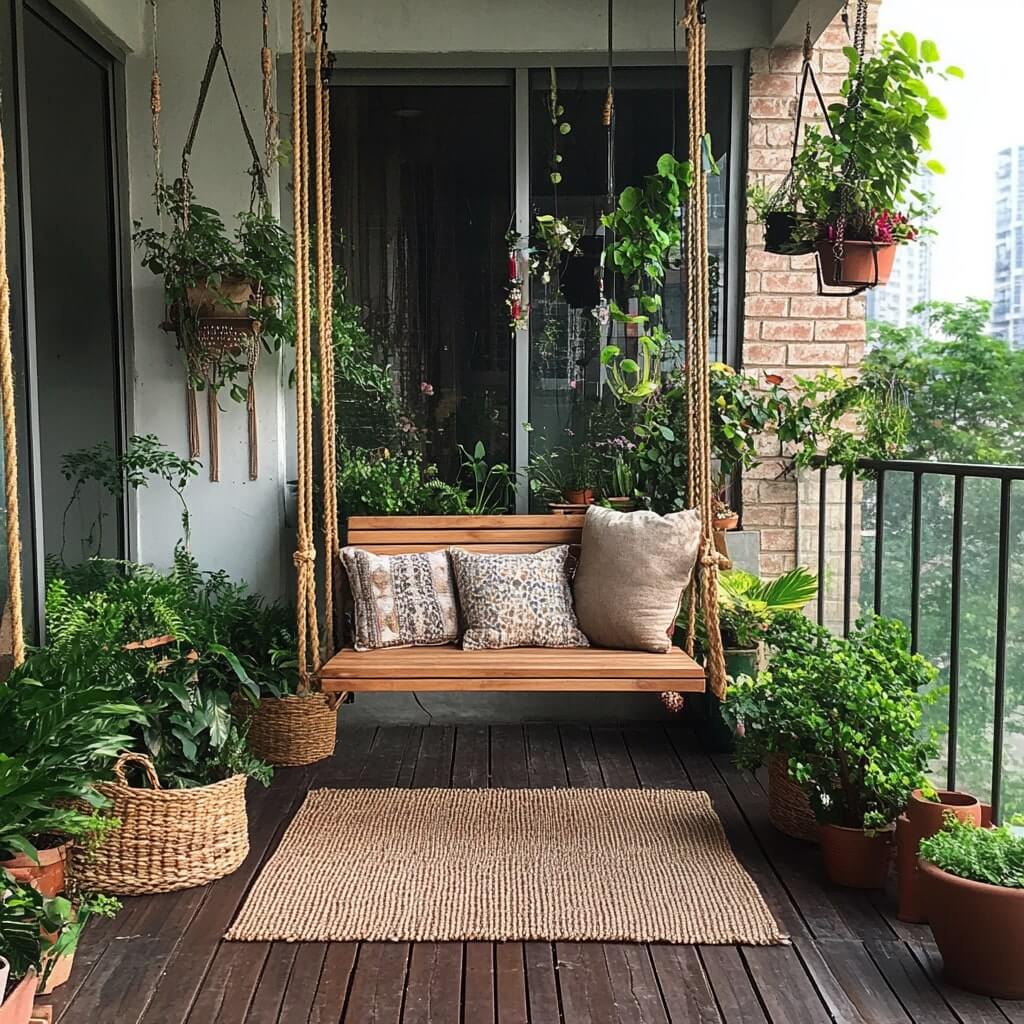 Balcony Garden with a Swing