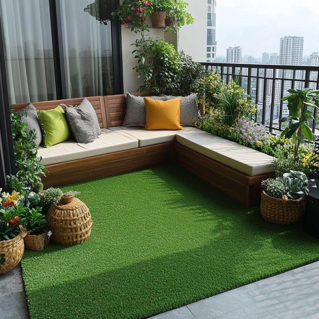 Balcony Garden with Artificial Grass