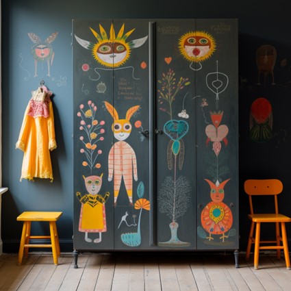 Chalk' n Board Almirah Designs for Kids Bedroom