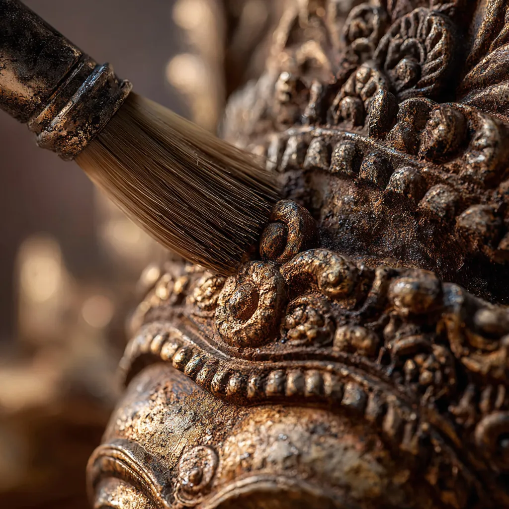 Clean Tiny Corners of Brass Idols Gently