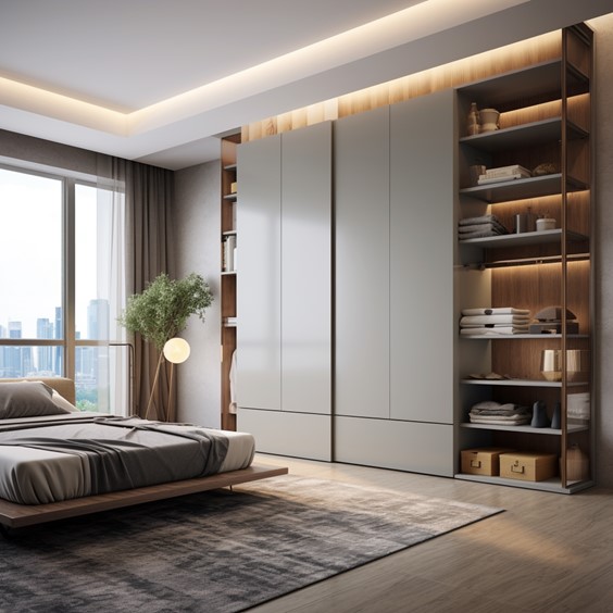 Handle-less Modern Almirah Design for Master Bedroom