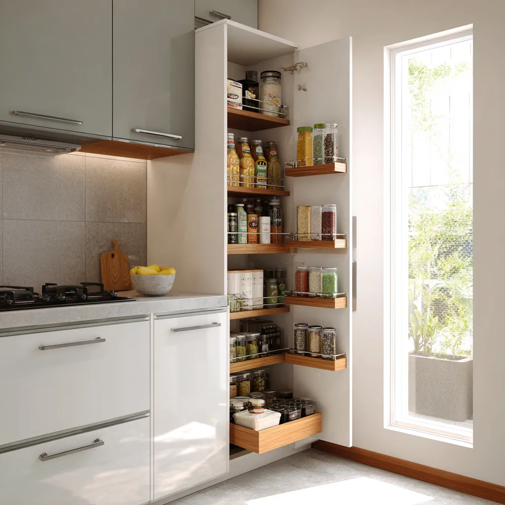 Install a Slim Pull-Out Pantry- Simple Kitchen Design Ideas