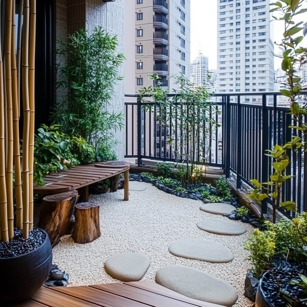 Japanese-Inspired Zen Balcony Garden