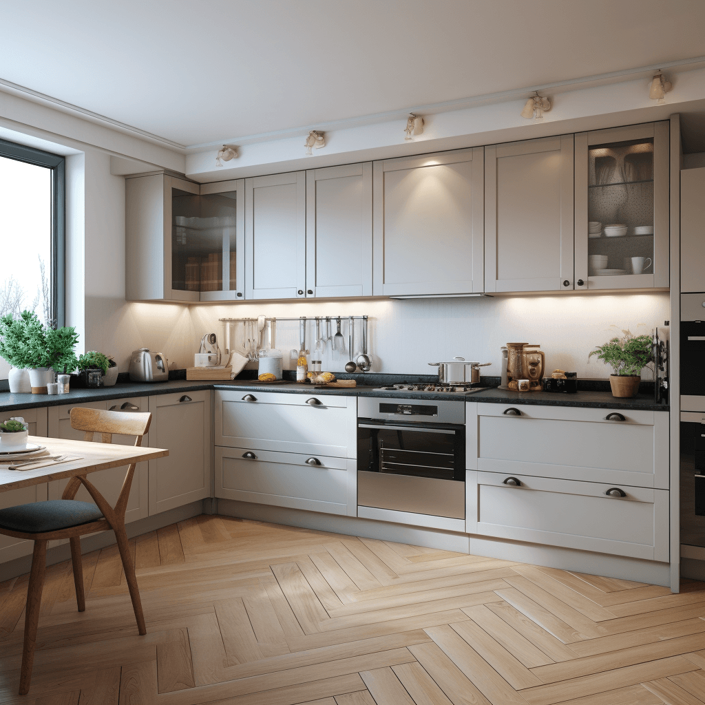 L Shaped Simple Kitchen