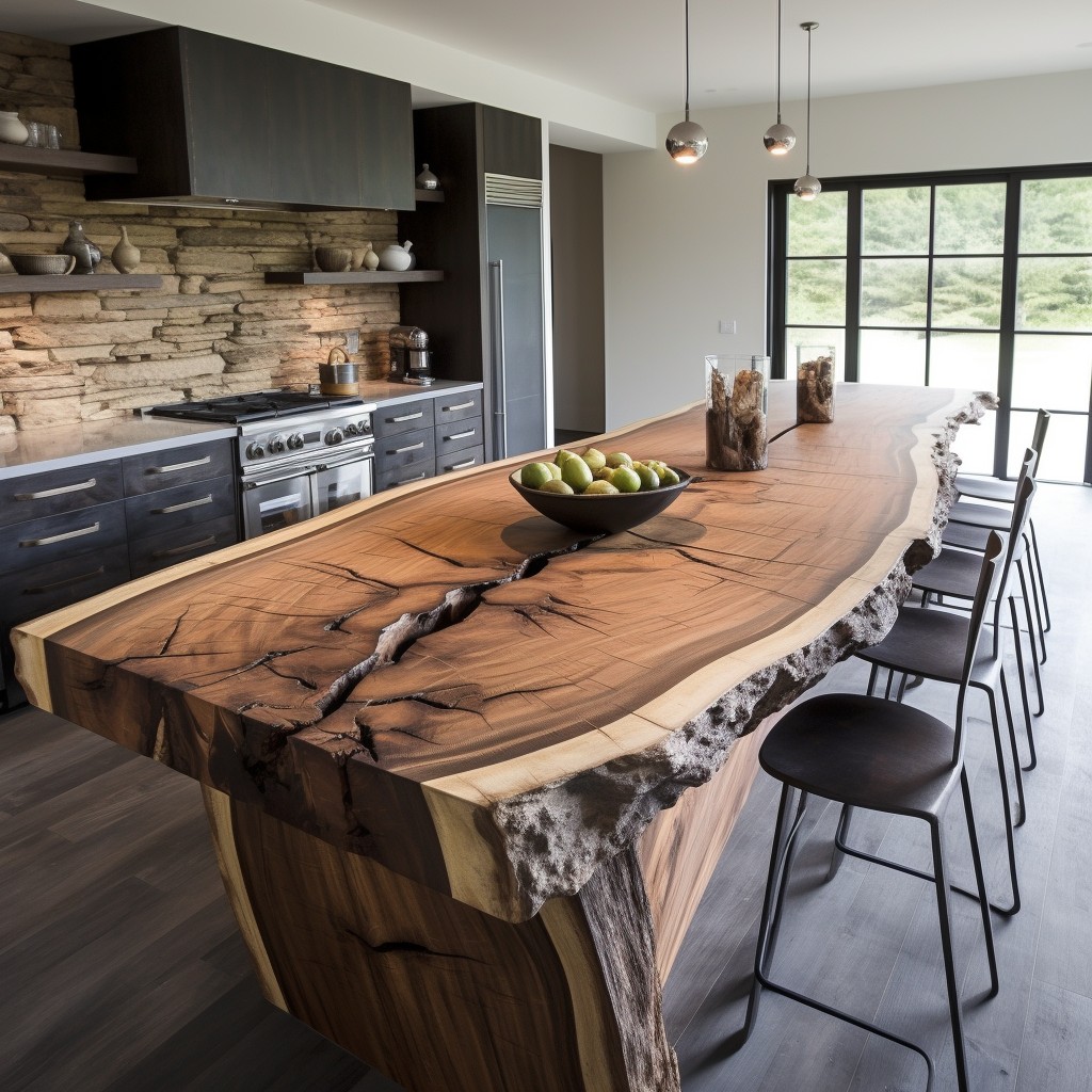 Natural Raw Edge Wood - Countertops For Kitchens