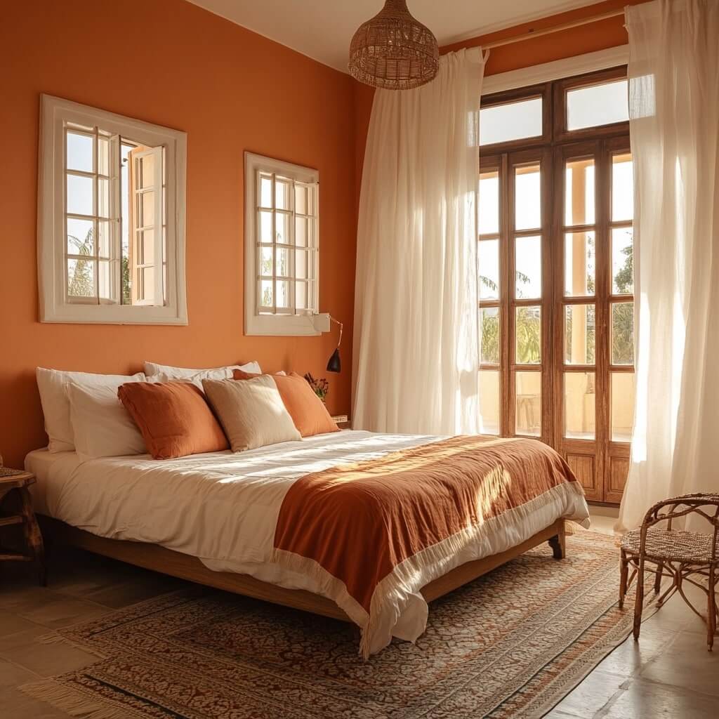 Orange Romantic Bedroom Paint Colours