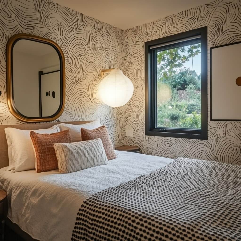 Playful Wallpaper for Bedroom Window Ideas