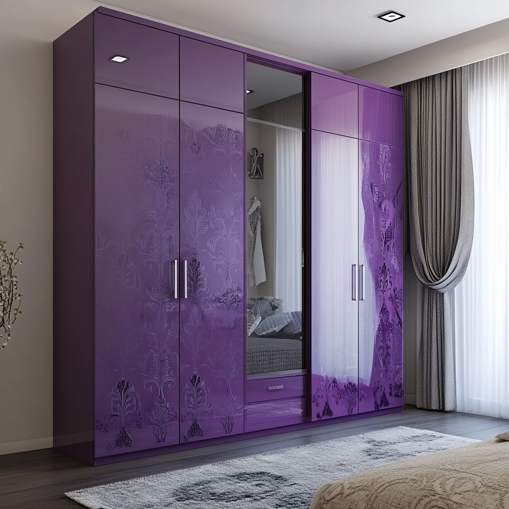 Purple Colour Almirah Design