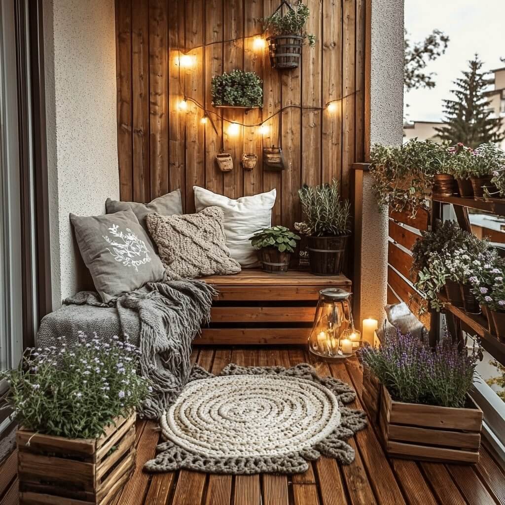 Rustic Wooden Balcony Garden