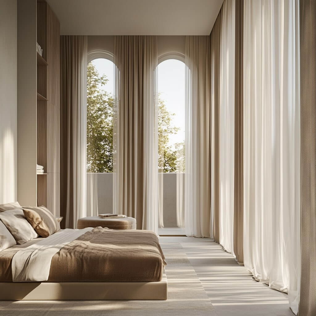 Tall Windows in Small Bedroom