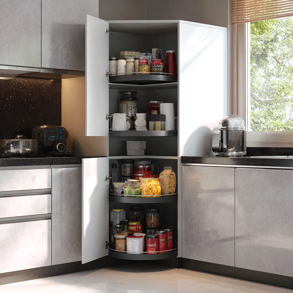 Use Corner Units Efficiently- Simple Kitchen Design Ideas