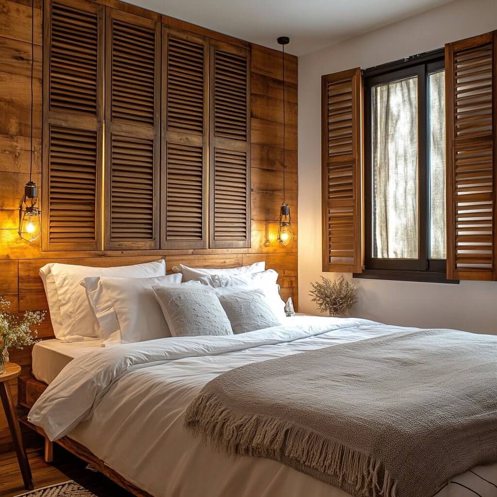 Wooden Accents with Simple Bedroom Window Design