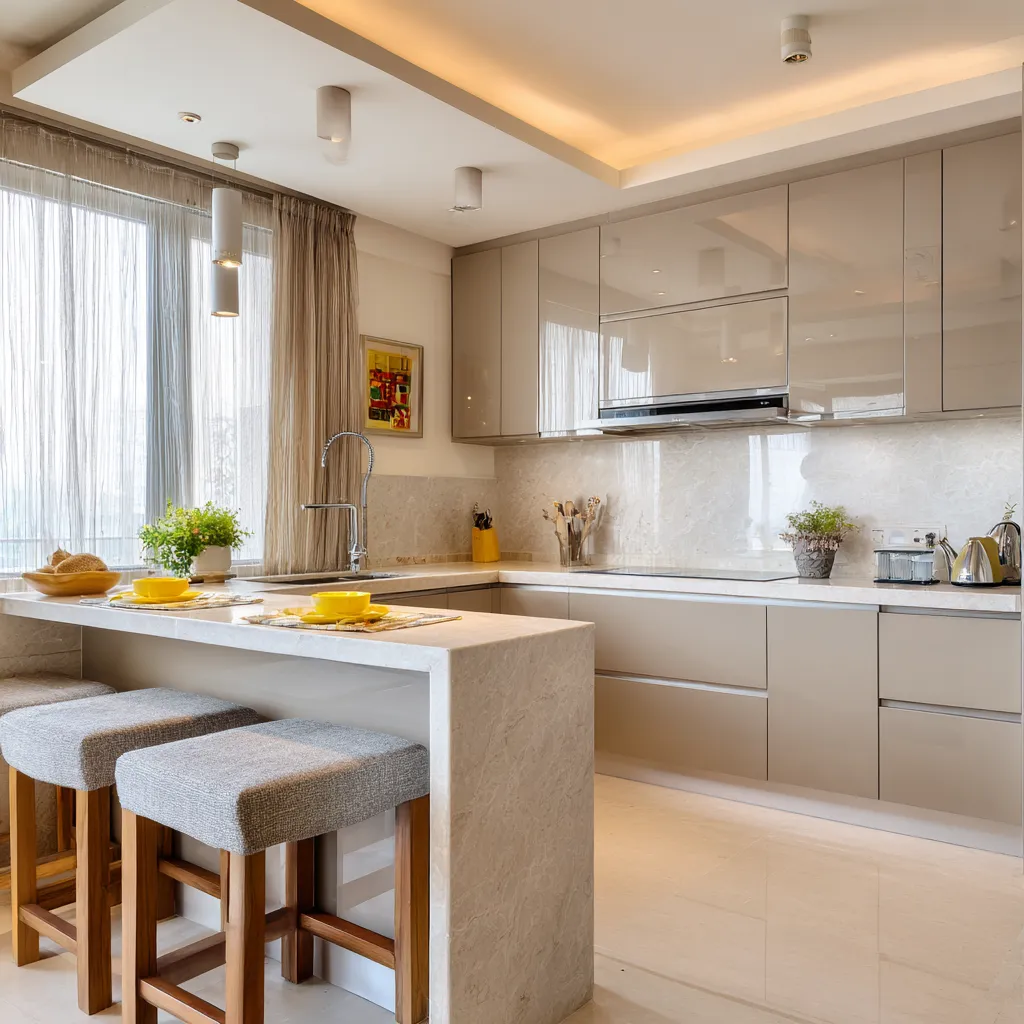 Peninsula PVC Modular Kitchen Design