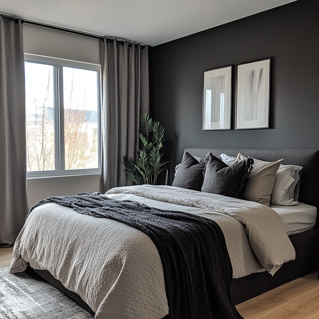 Charcoal and Ash Grey: Two Colour Combination for Bedroom Walls