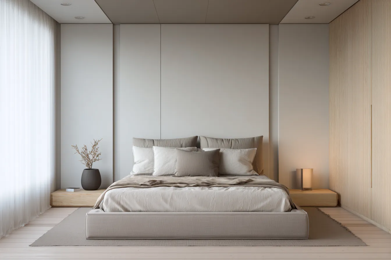 Minimalist Neutral Theme for Bedroom Wall Colour Combination