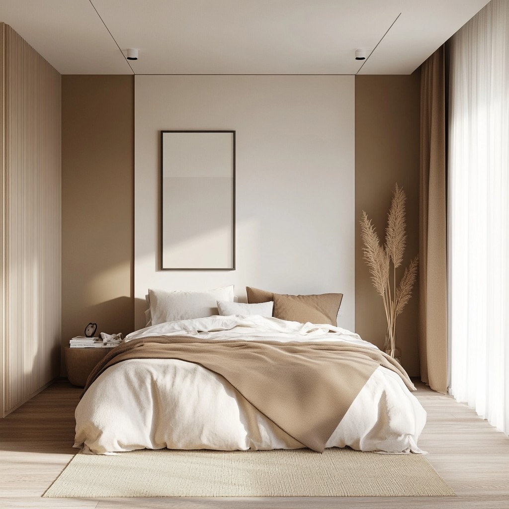 Oatmeal and Whisper White: Bedroom Colour Combination