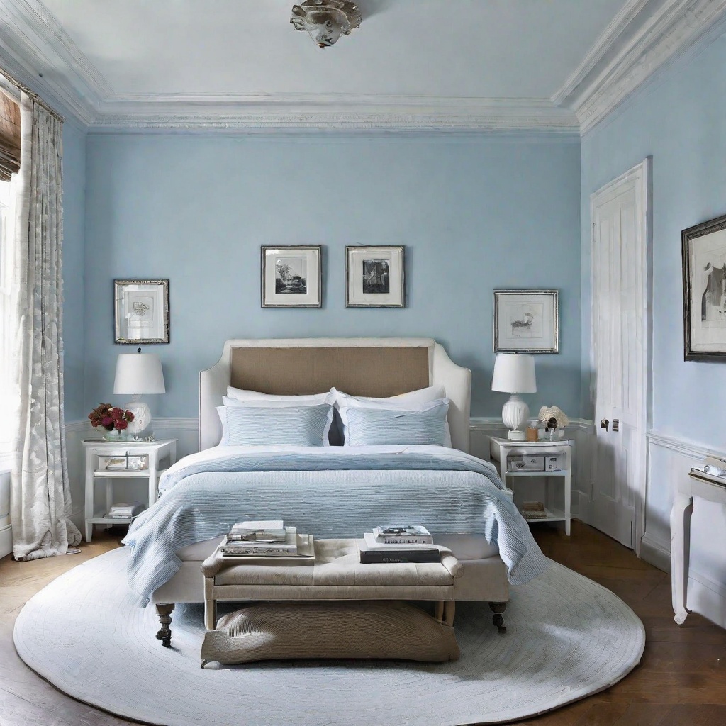 Pale Blue and White Bedroom Walls