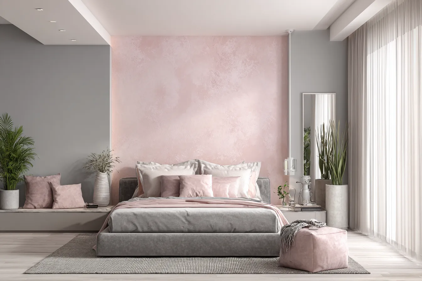 Pink and Grey Bedroom Colour Combination