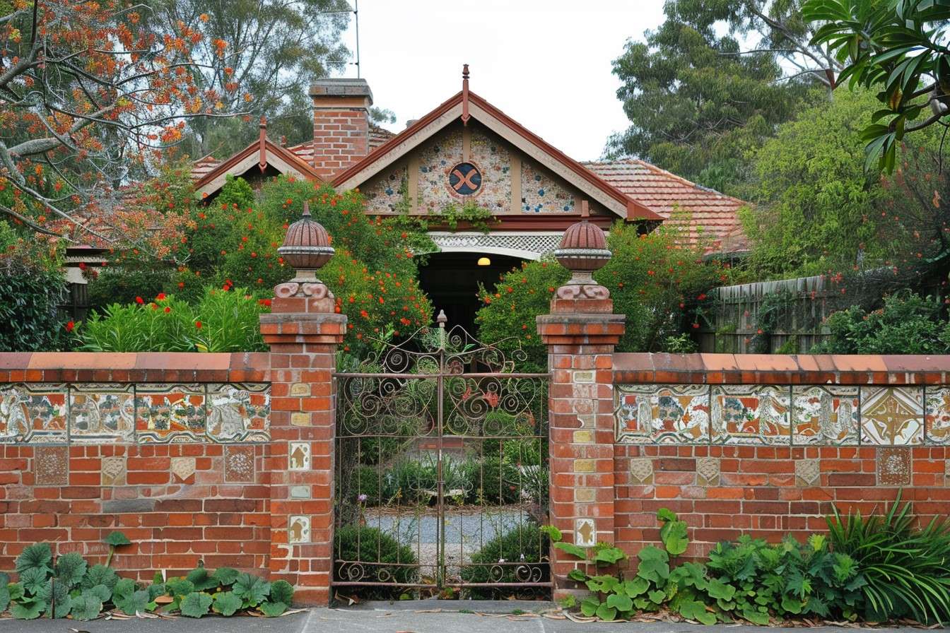 Simple Brick and Stone Front Boundary Design for House