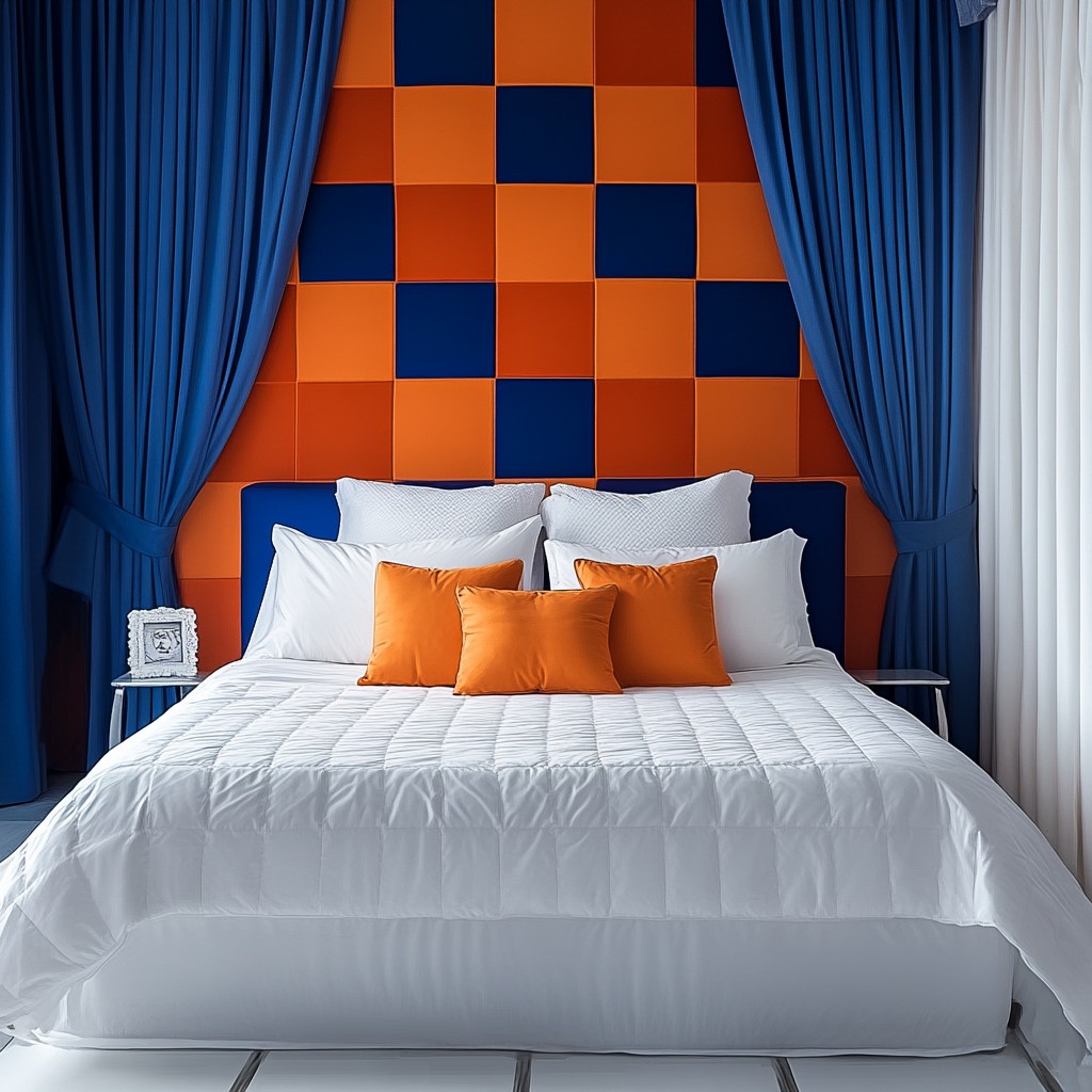 Tangerine and Cobalt Blue: Bedroom Wall Colour Combination