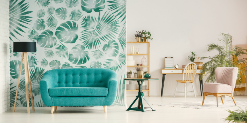 Botanical Bliss Modern Living Room Wallpaper 