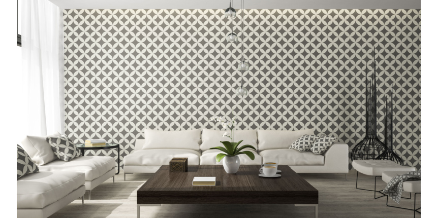 Chic Ceiling Living Room Wallpaper Design