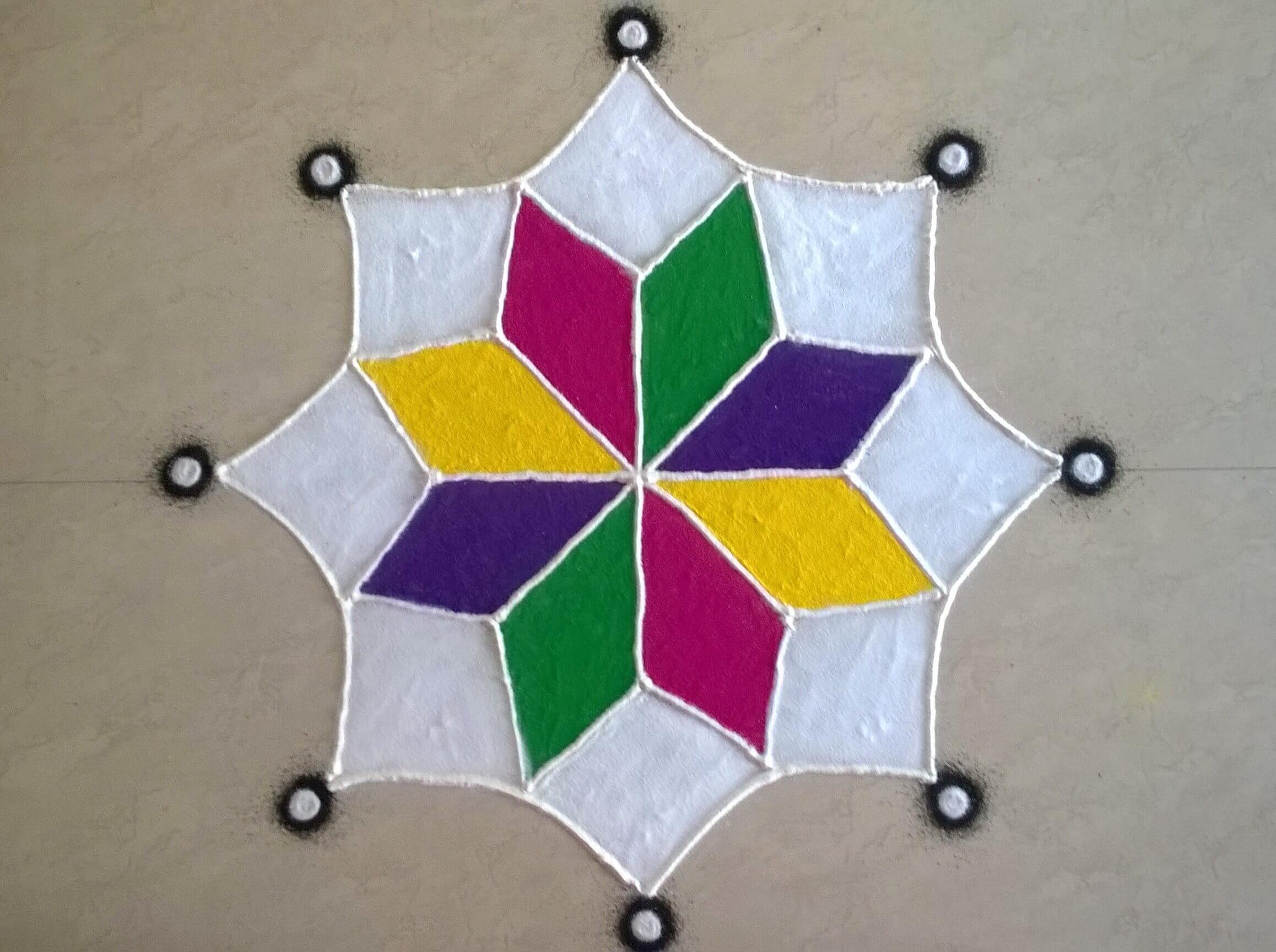 Diamonds Shape Rangoli Design Ideas for Diwali