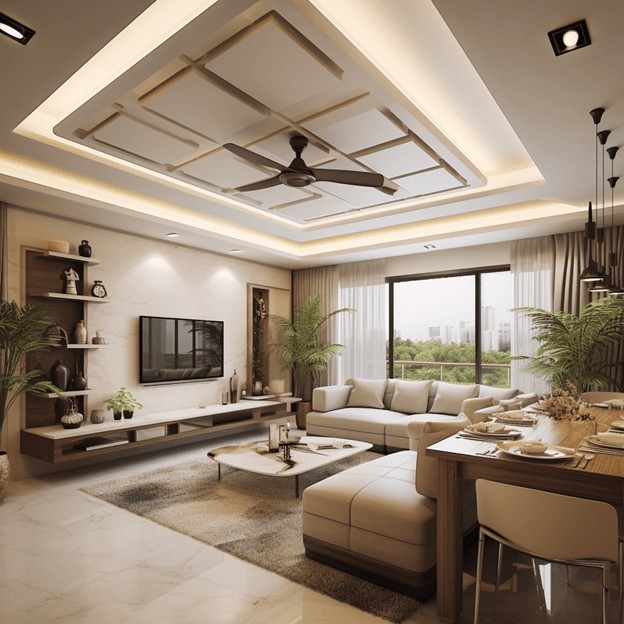 False Ceiling - Design Elements That Affect 2 BHK Flat Interior Cost