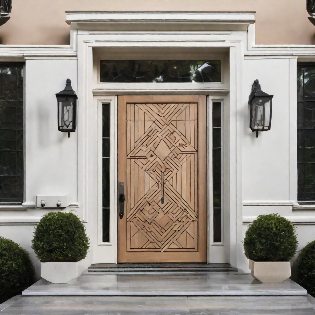 Modern Geometric Wooden Door Design for Home