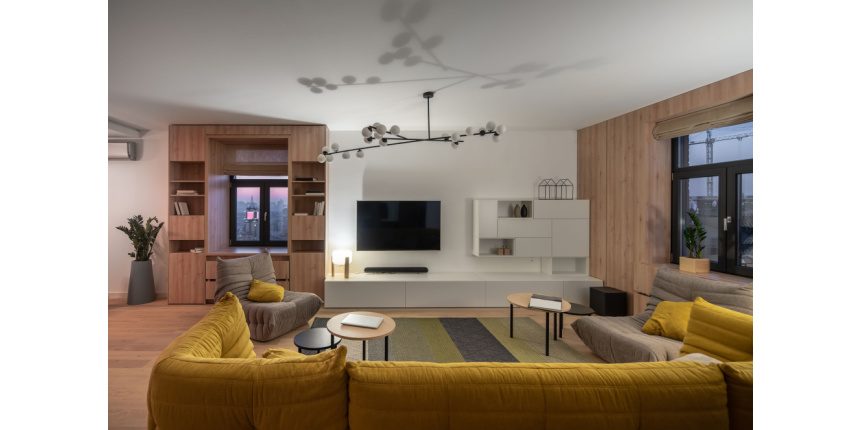 Multi functional Cement Shelves Design for the Living Room