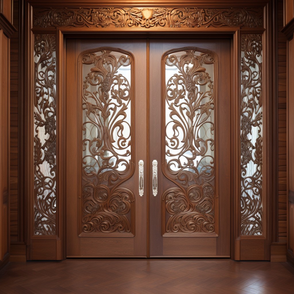 Floral Pooja Room Door Designs