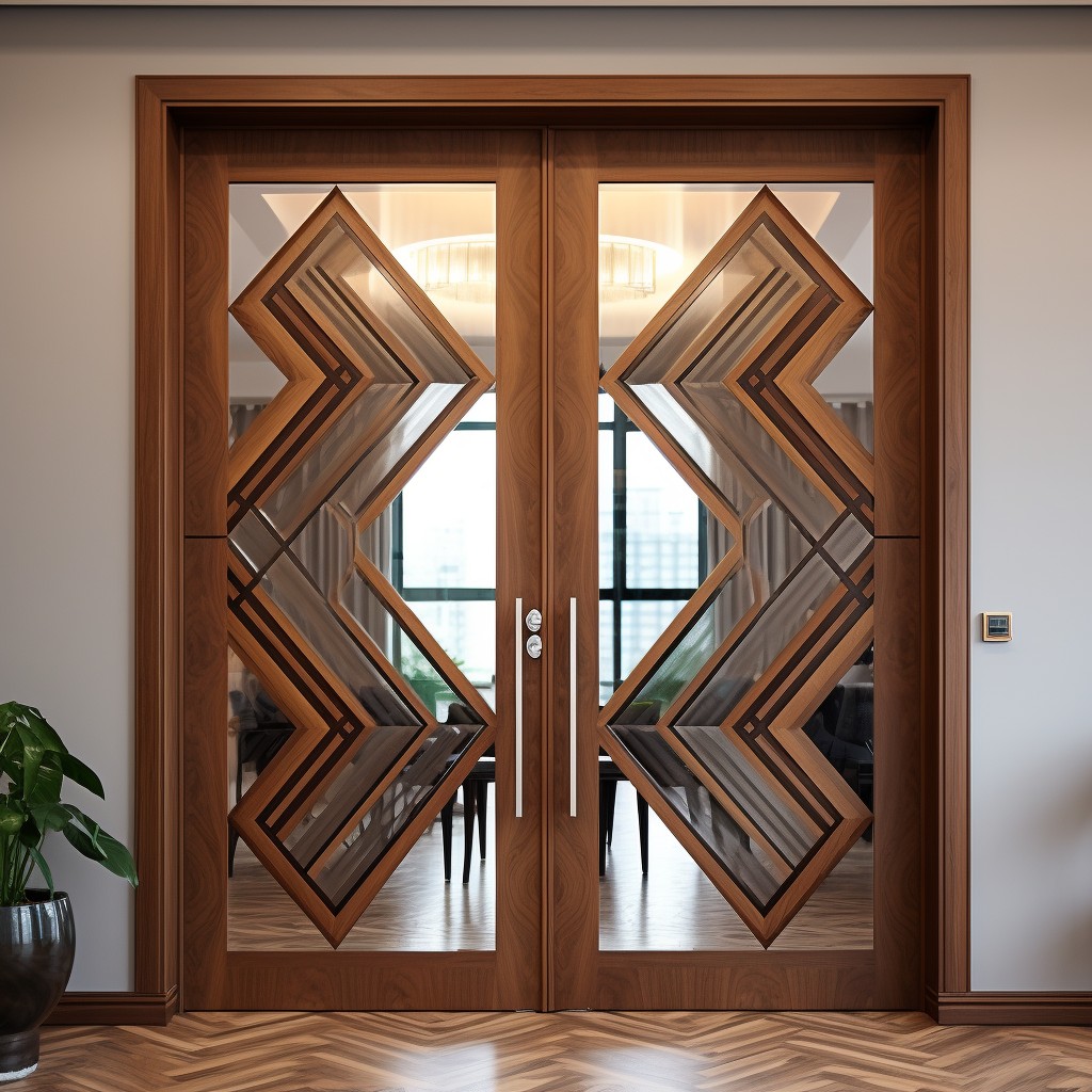Geometric Modern Pooja Room Door Designs